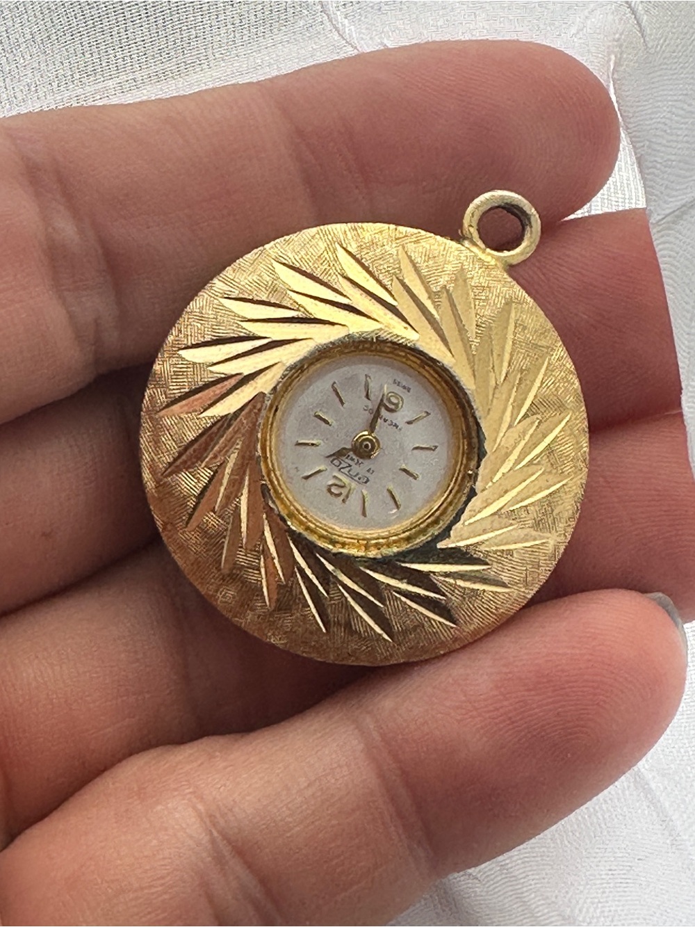 Gold-Tone Round Pendant Watch Necklace - Women's Jewelry